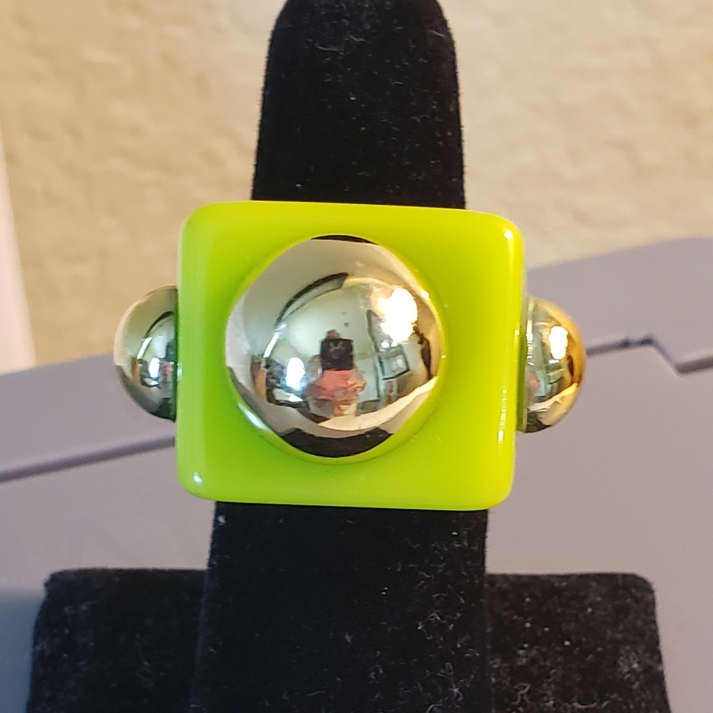 CLEARANCE Green and Gold Statement Ring